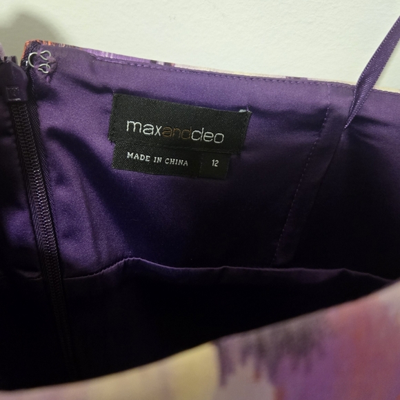 Max and Cleo beautiful strapless purple and white dress - Picture 2 of 4